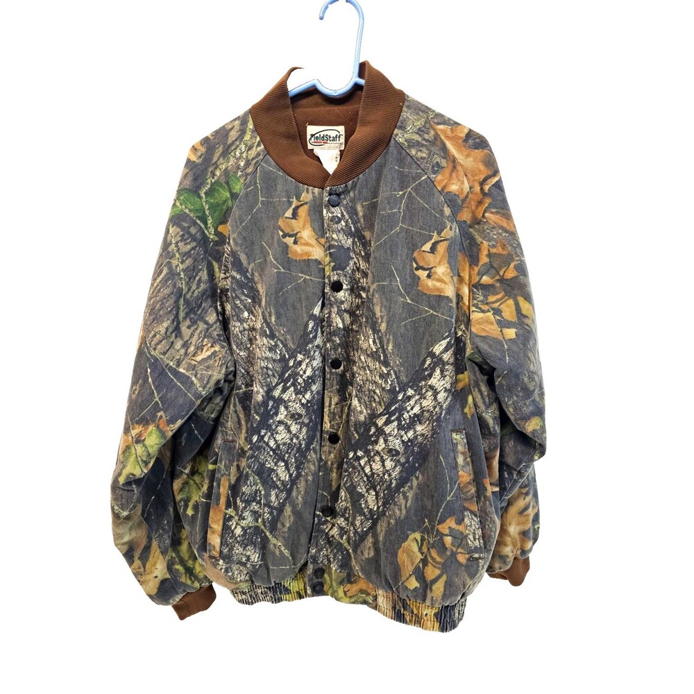 Field Staff Camo Insulated Snap Front Cotton Hunting Jacket Brown/Green 2XL